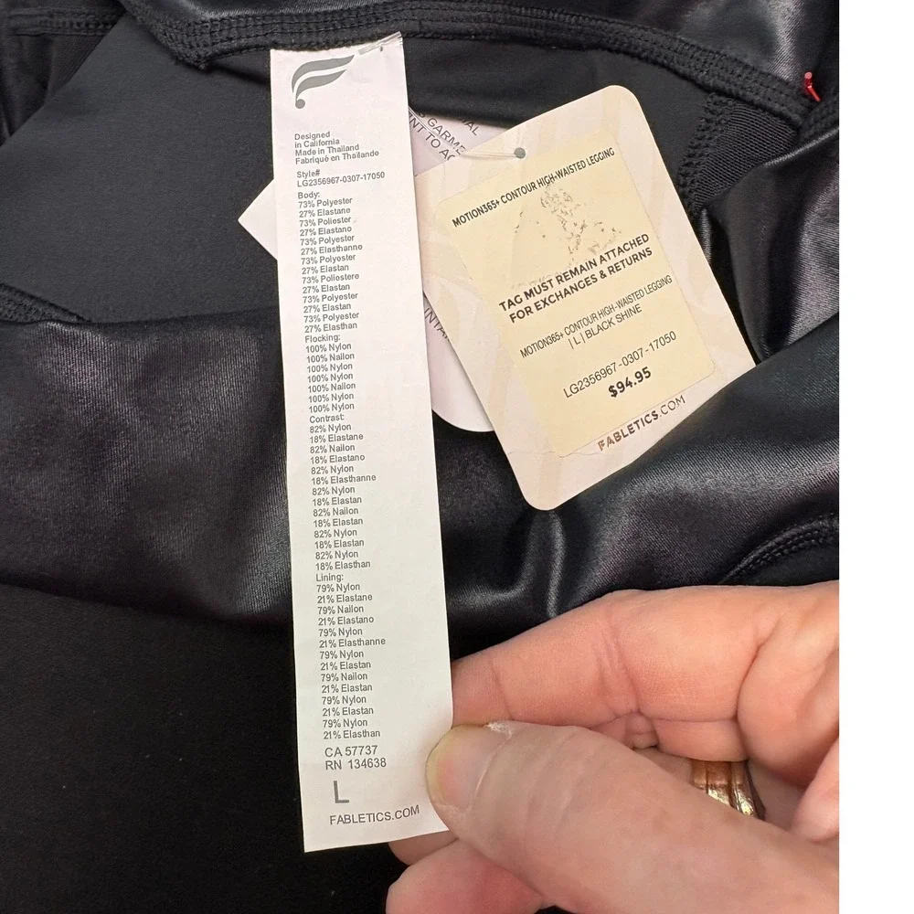 Fabletics Motion 365 Contour Highwaist Black Shine Khloe Edit Leggings NWT sz LG